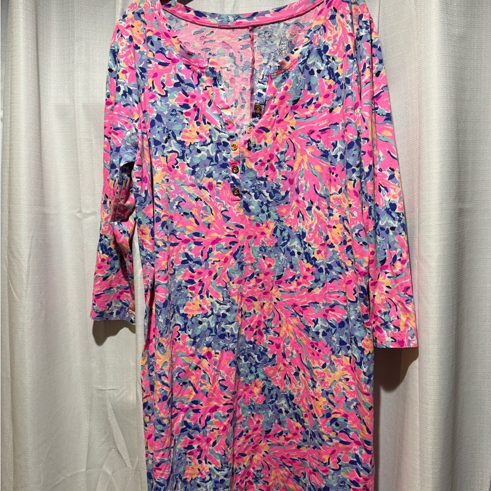 Lilly Pulitzer Vibrant Pink and Blue Floral Dress